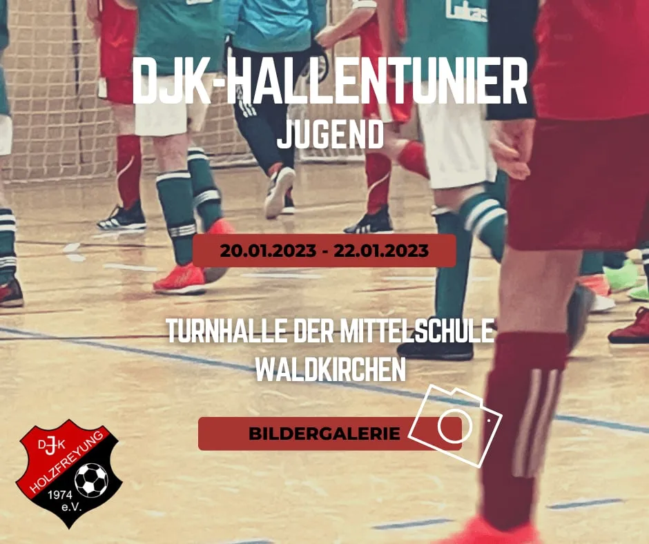 Plakat DJK-Hallenturnier der Jugend, 20. bis 22. Januar 2023, Turnhalle der Mittelschule Waldkirchen